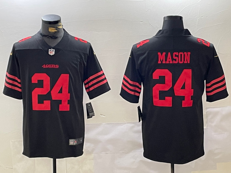 Men's San Francisco 49ers Jordan Mason #24 Black Jersey